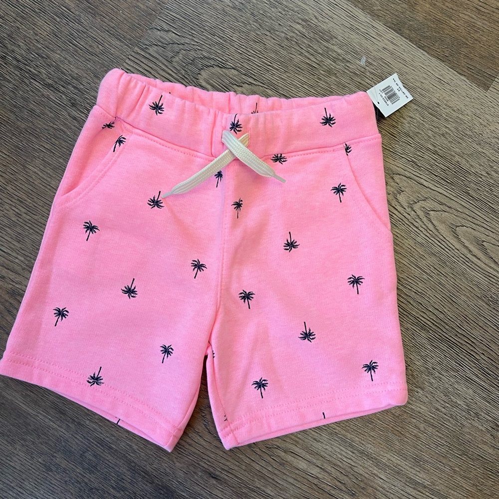 NWT - Toddler Unisex Vibrant Pink Tropical Print Shorts